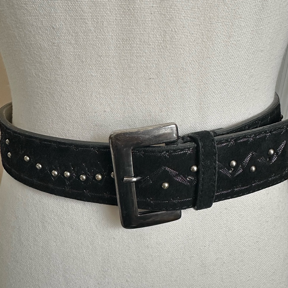 Donald J. Pliner Black Studded leather  Women's Belt